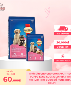 Thức ăn cho chó con SmartHeart Puppy tăng cường sự phát triển trí não nhờ được bổ xung DHA và Colinnn