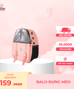 Balo đựng mèo trong suốt màu hồng